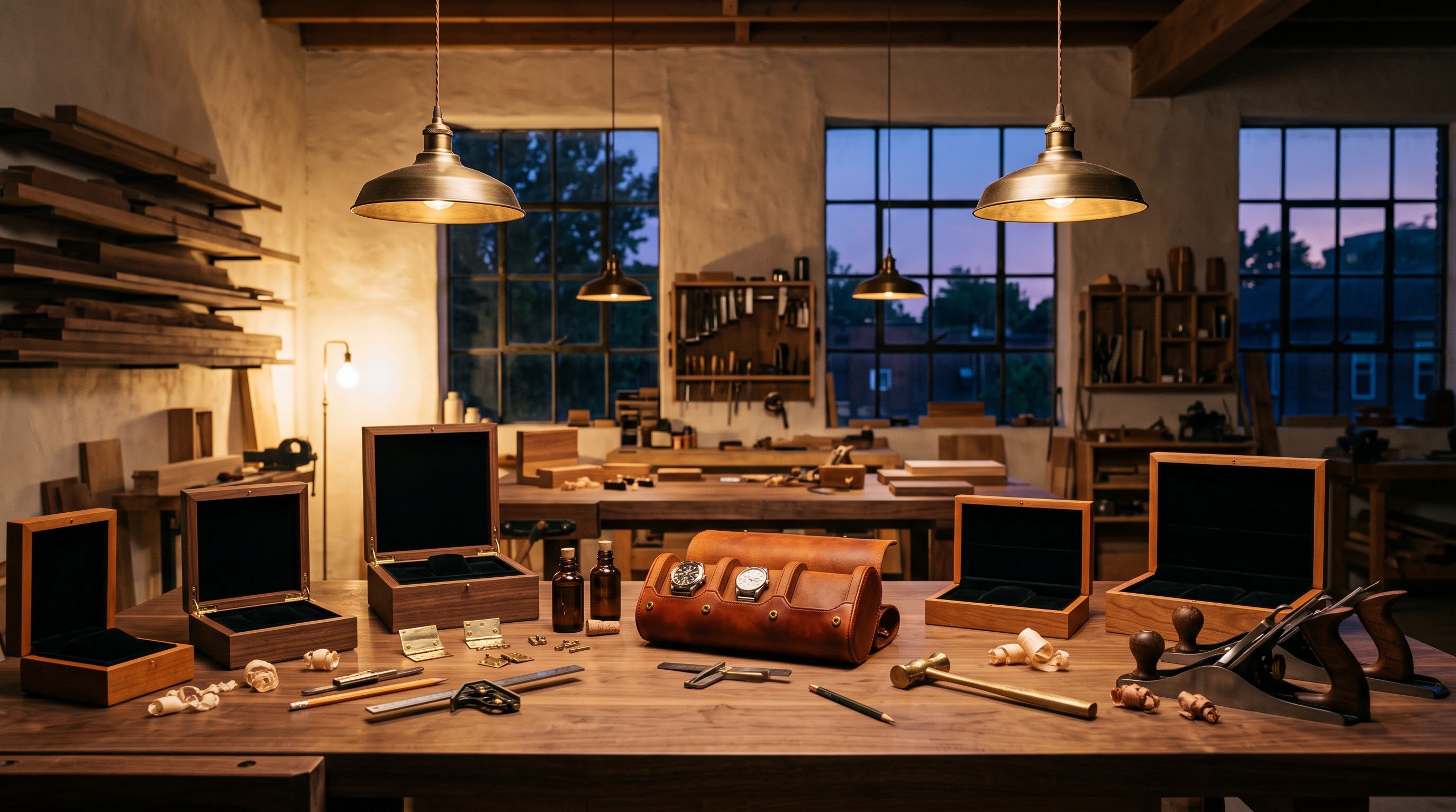 The workshop at dusk